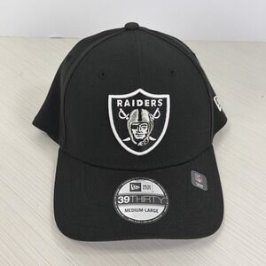 Las Vegas Raiders New Era 39Thirty Flex Cap Hat Black Size M/L NEW
